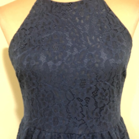 Francesca’s Collection Soprano Midi Dress Size Medium Navy Blue Floral Lace - Picture 3 of 9